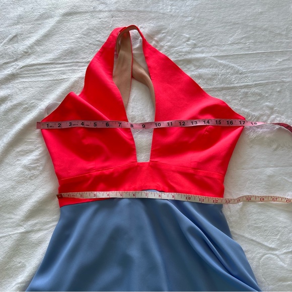 Naven 2 Tone Criss Cross Vixen Dress in Neon Salmon/Periwinkle - Picture 8 of 9